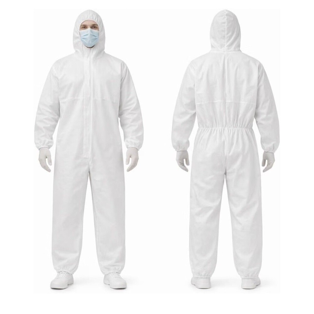 Disposable Protective Coveralls Hooded Size L 10 Pack New